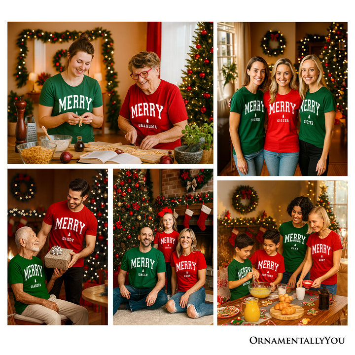 Merry Mama Retro Christmas T-Shirt, Matching Family Holiday Tee