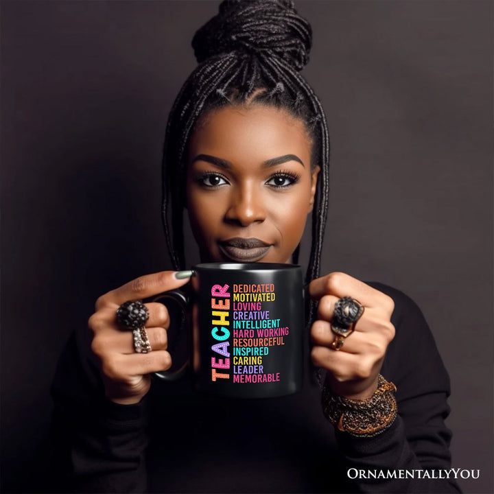 Colorful Teacher Acronym Personalized Mug, Motivational Gift with Custom Name for Educators Personalized Ceramic Mug OrnamentallyYou 