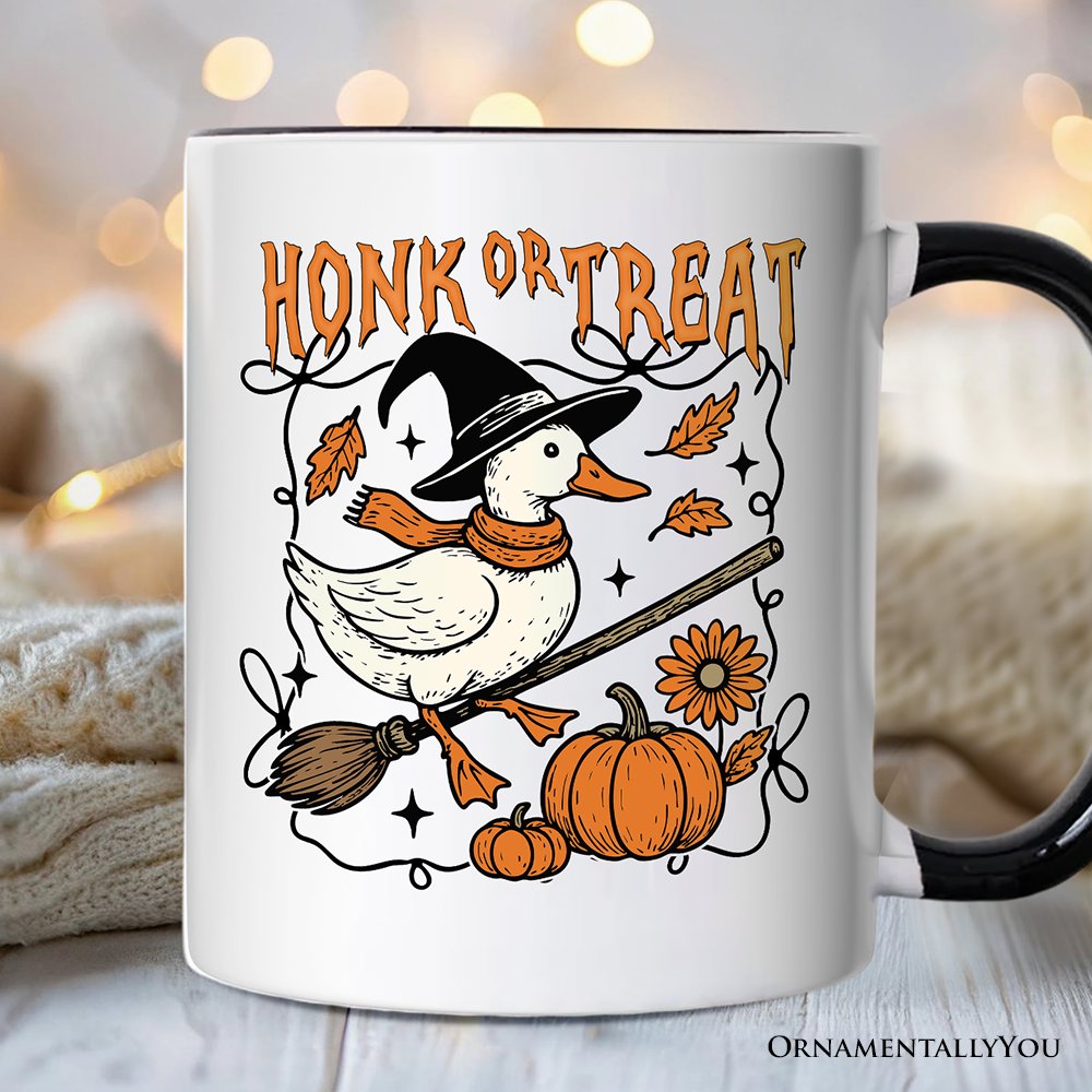 Honk or Treat Goose Personalized Mug, Hilarious Halloween Gift with Custom Name Personalized Ceramic Mug OrnamentallyYou 