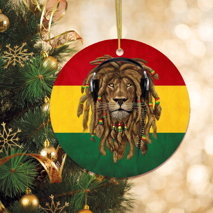 Reggae Lion Ornament, Jamaican Christmas Decoration, Reggae Music Flag Ceramic Ornament OrnamentallyYou 