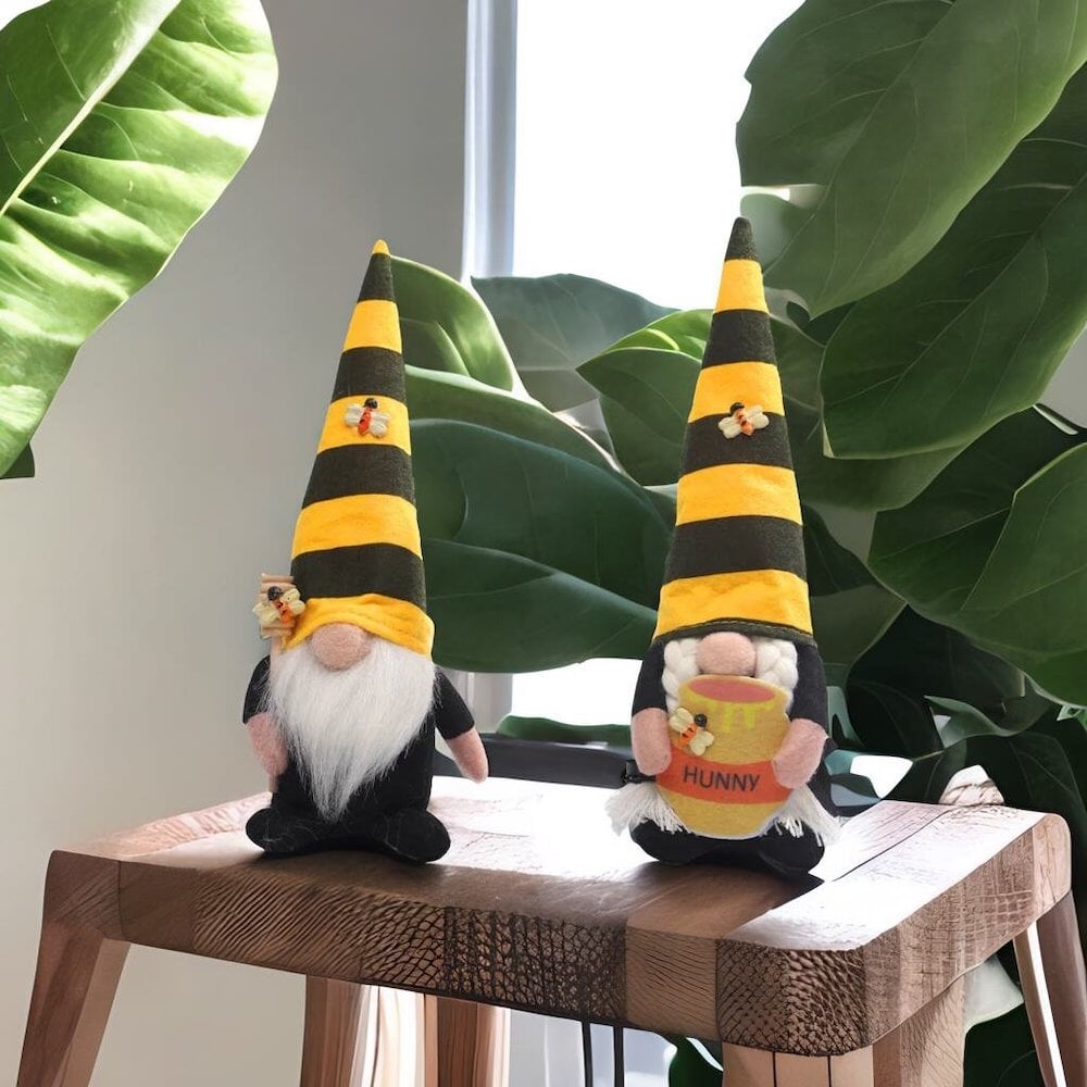 Bee and Honey Themed Gnomes, Plush Bumblebee Home Decor Plush Gnome OrnamentallyYou 