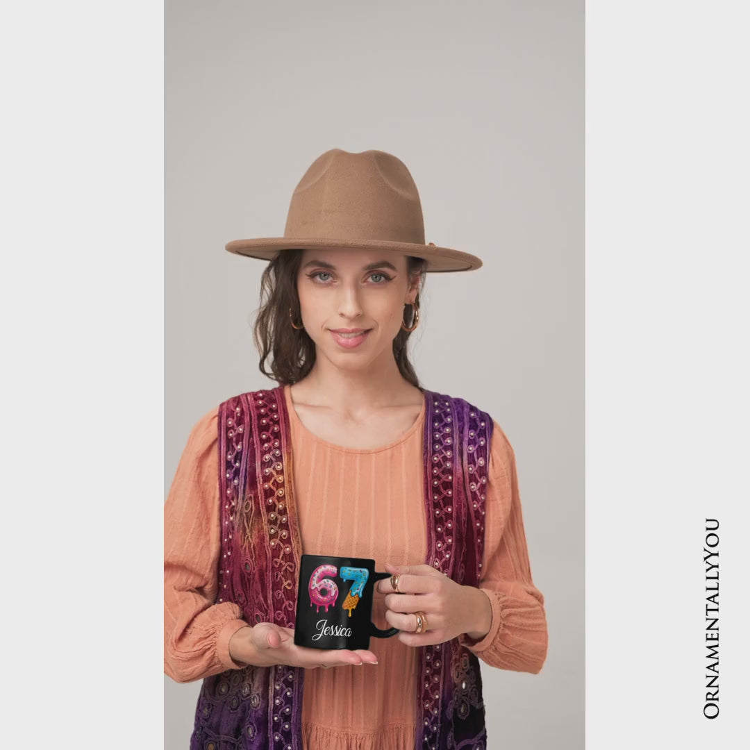 67 Ice Cream Drip Personalized Mug, Six Seven Colorful Sprinkles Meme Gift with Custom Name