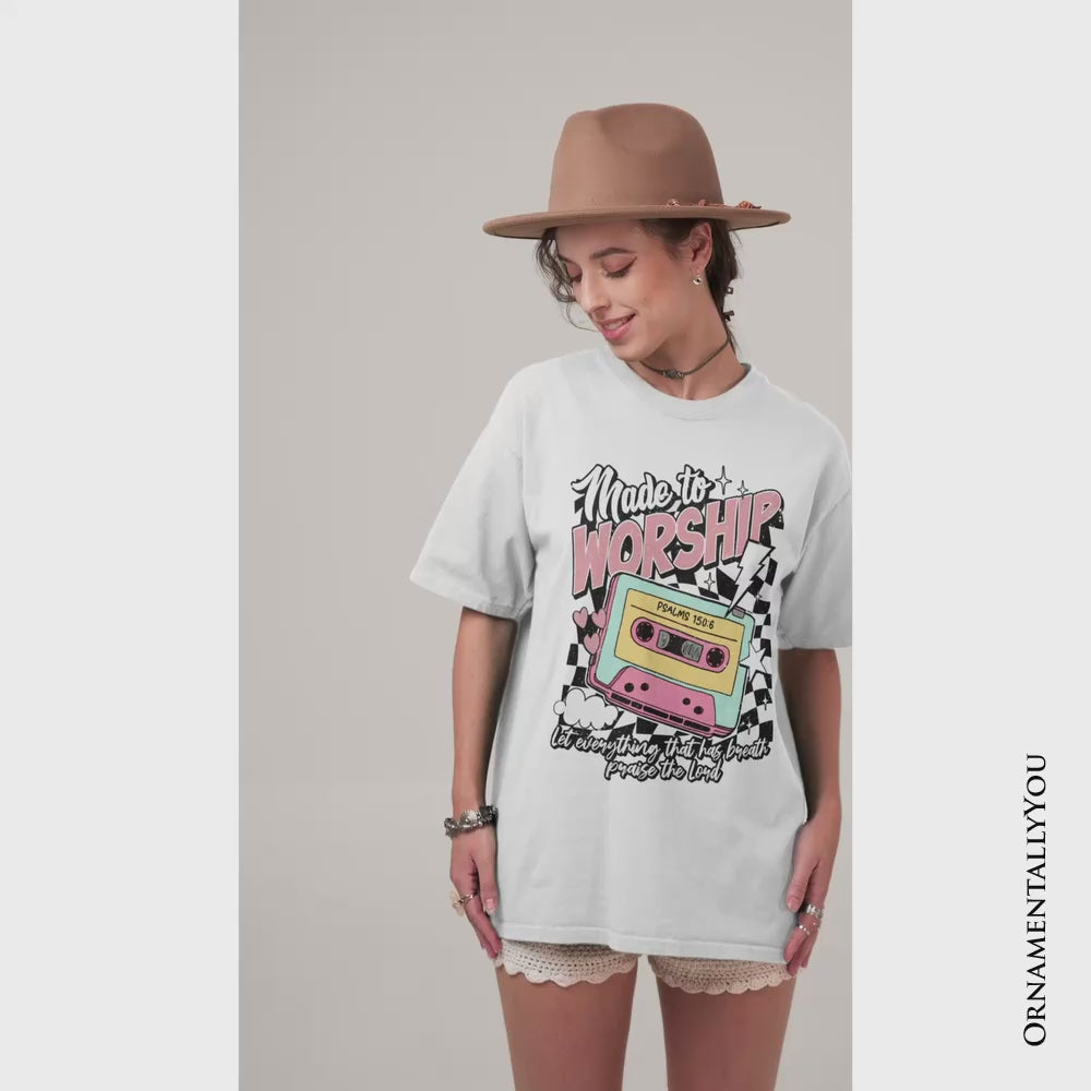 Made to Worship Christian Retro T-Shirt, Psalm 150:6 Bible Verse Tee