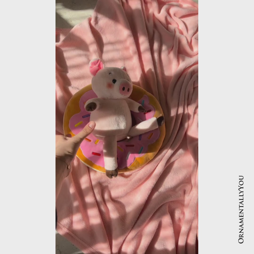 Ollie Oinker the Pig Plushie, Adorable 12" Donut Ring Stuffed Animal for Kids’ Gifts