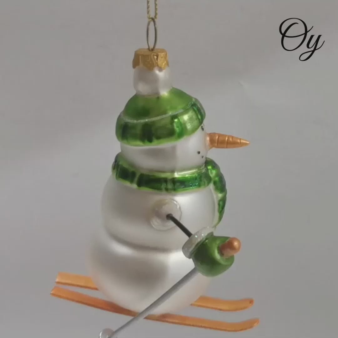 Classic Winter Snowman Set of 4 Glass Christmas Ornaments, Nostalgic Holiday Collection Set