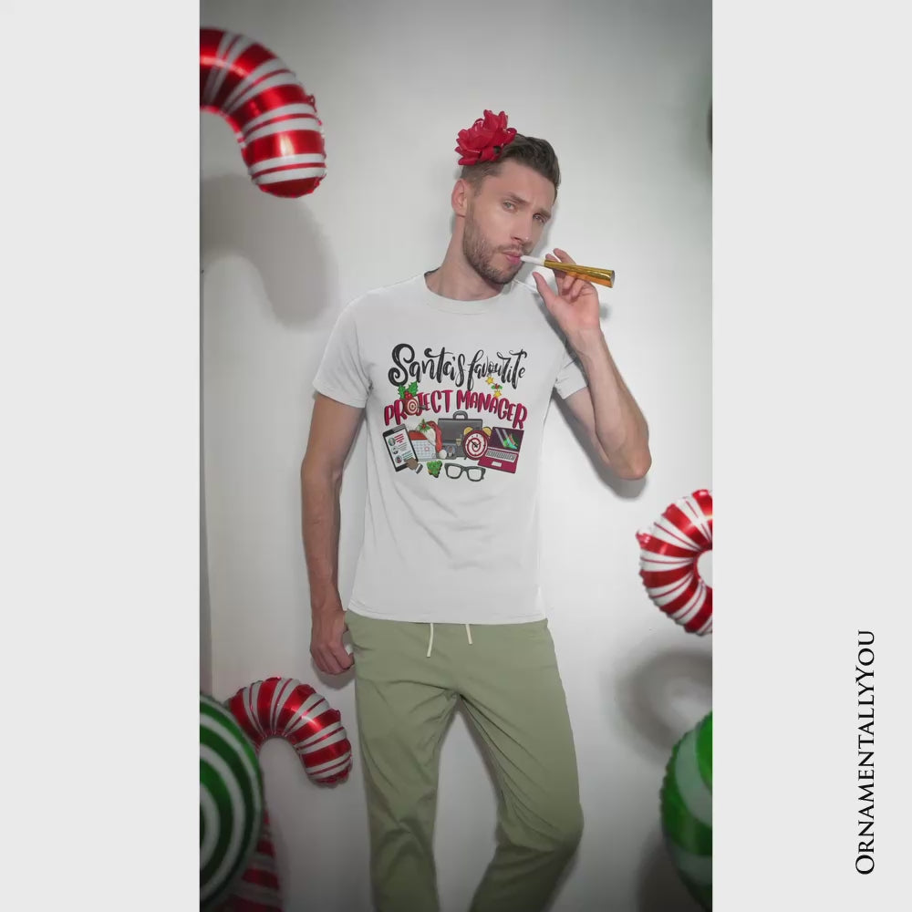 Santa’s Favorite Project Manager T-Shirt, Festive Office Holiday Tee