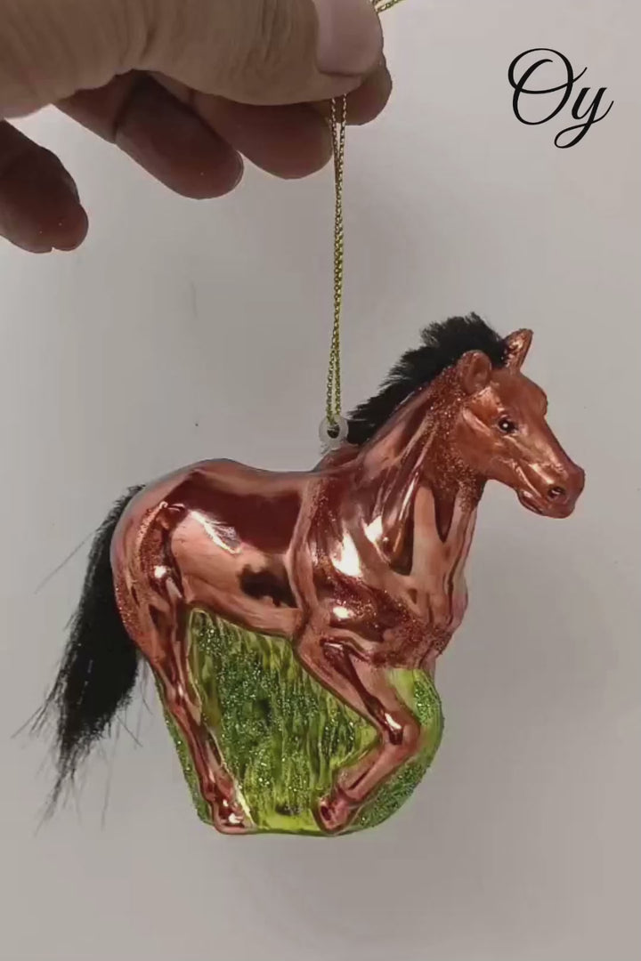 American Quarter Horse Glass Christmas Ornament, Equestrian Gift