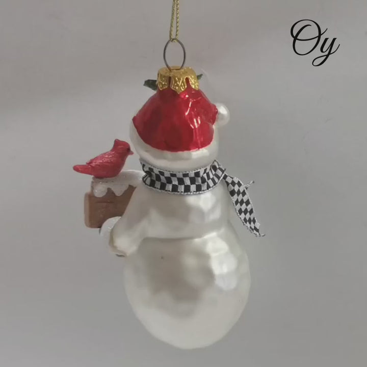 Frosty Neighborhood Snowman Glass Christmas Ornament, Delightful Holiday Decoration
