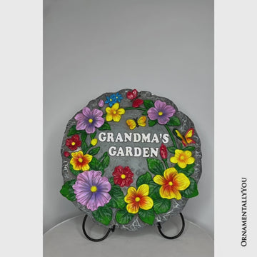 Grandma’s Garden Floral Stepping Stone, 9.5" Decorative Outdoor Decoration