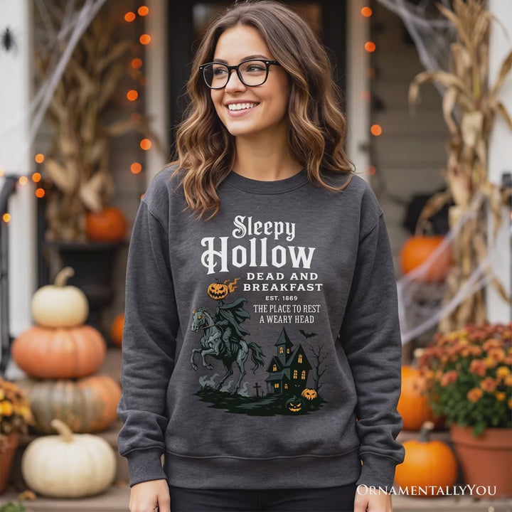 Headless Horseman Sleepy Hollow Halloween Dark Sweatshirt, Dead and Breakfast Retro Sweater