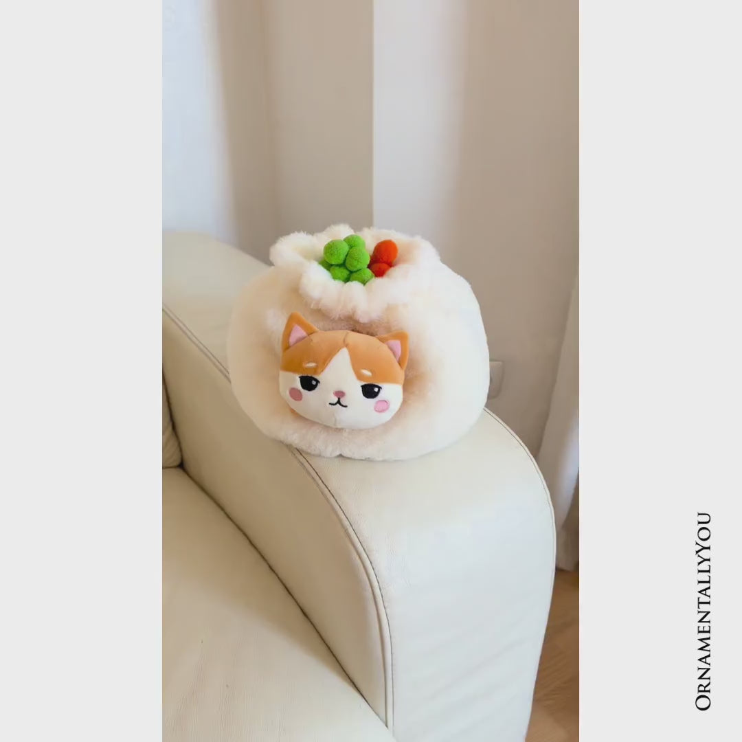 Meow Bao the Dumpling Kitty Plushie Set, 7.5" Adorable Soup Dumpling Stuffed Animal Toy for Kids