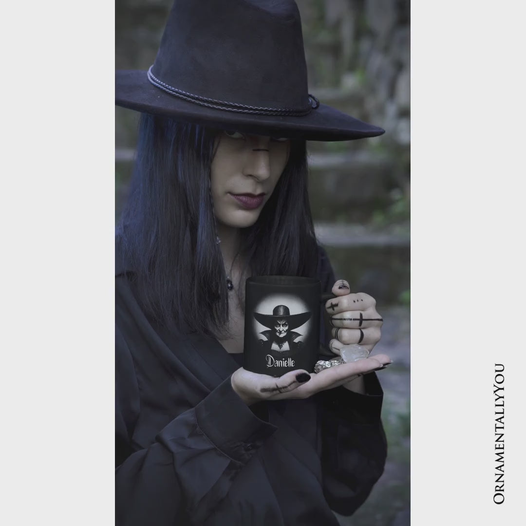 Witch Spooky Portrait Personalized Mug Horror Villain Theme Halloween Gift with Custom Name