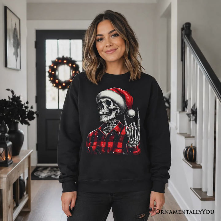 Buffalo Plaid Christmas Skeleton Sweatshirt, Brutal Guys Sweater