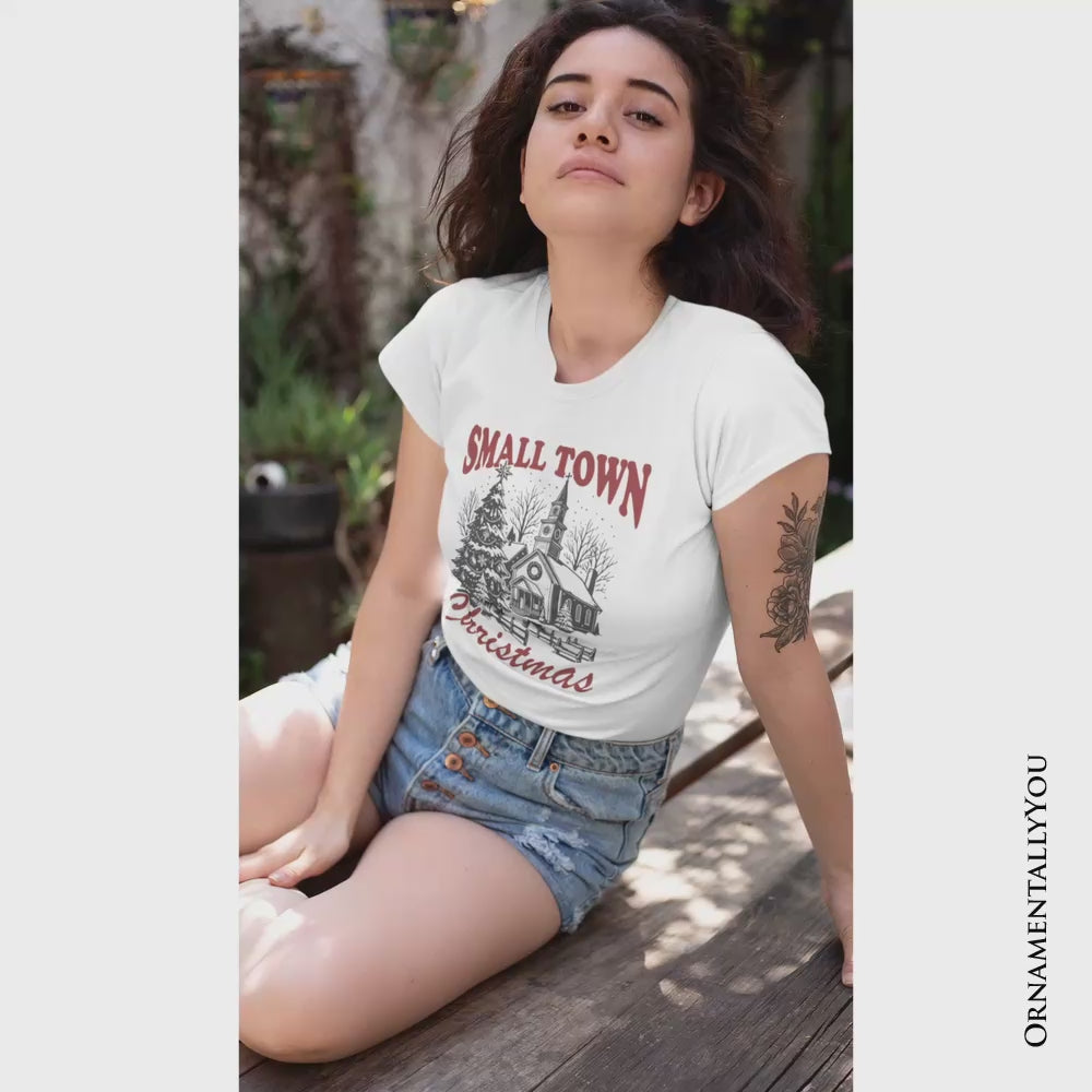 Small Town Christmas Vintage T‑Shirt, Rustic Winter Church Tee