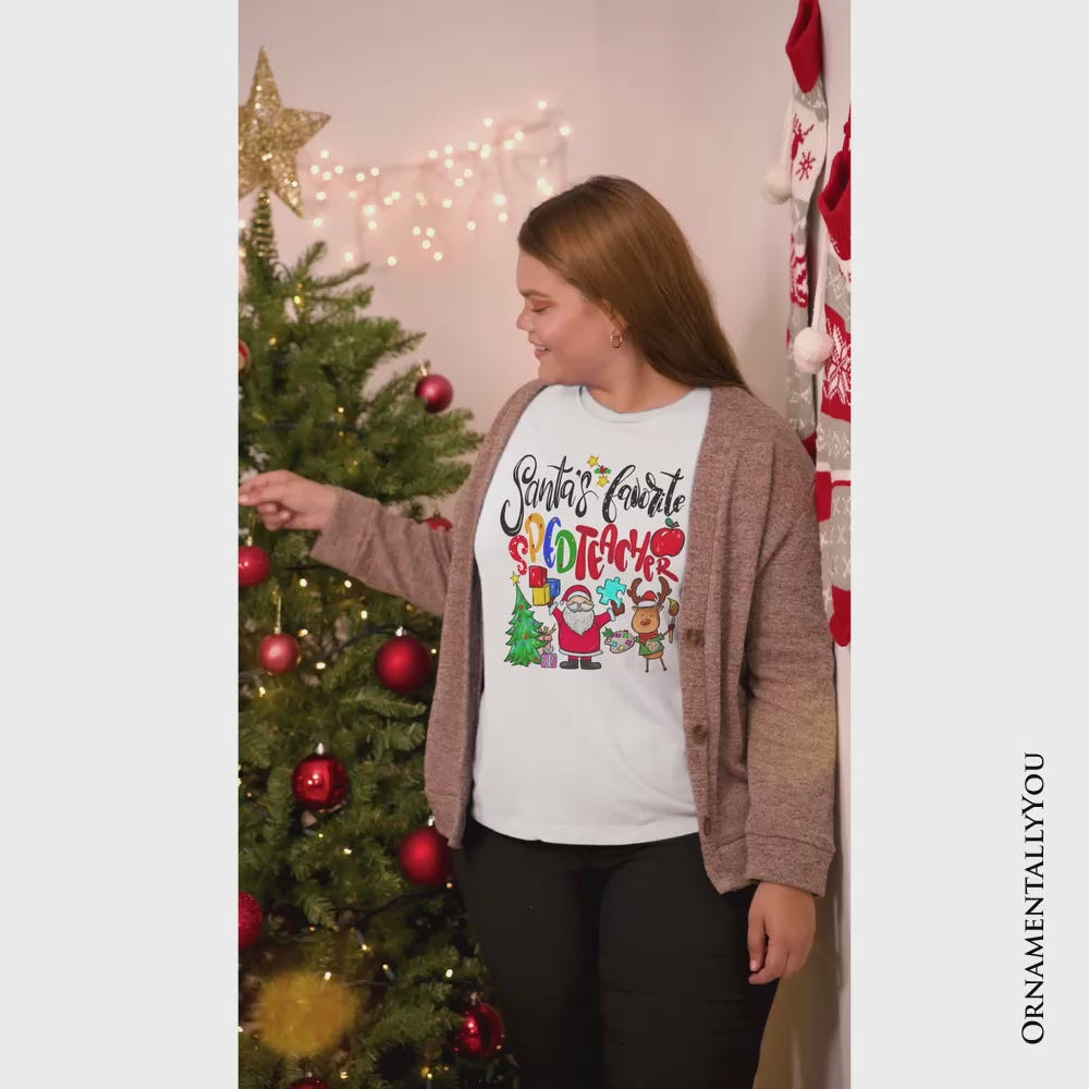 Santa’s Favorite Special Education Teacher T-Shirt, Merry Holiday Classroom Tee