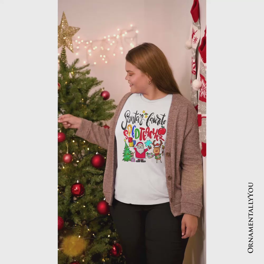 Santa’s Favorite Special Education Teacher T-Shirt, Merry Holiday Classroom Tee