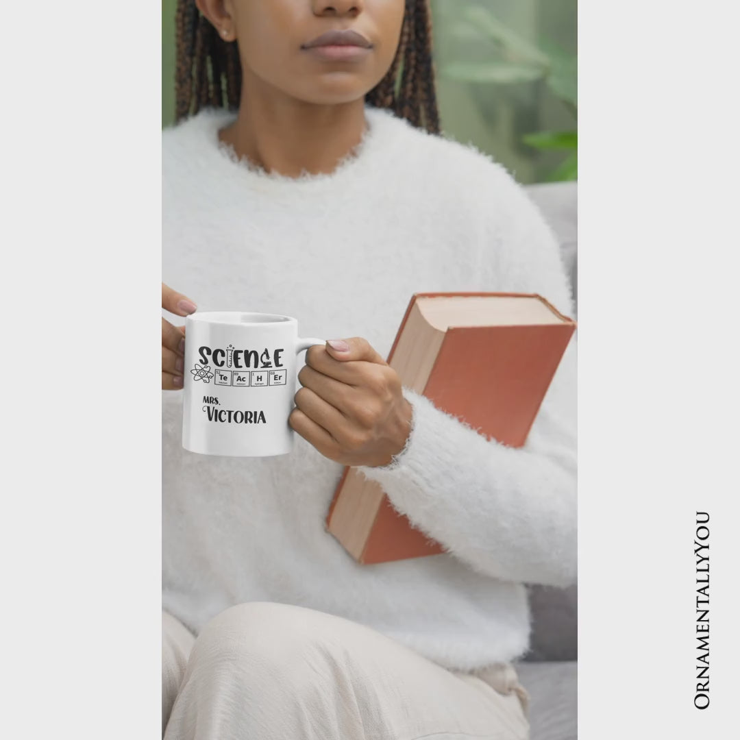Science Teacher Elements Personalized Mug, Periodic Table Gift for Educators with Custom Name