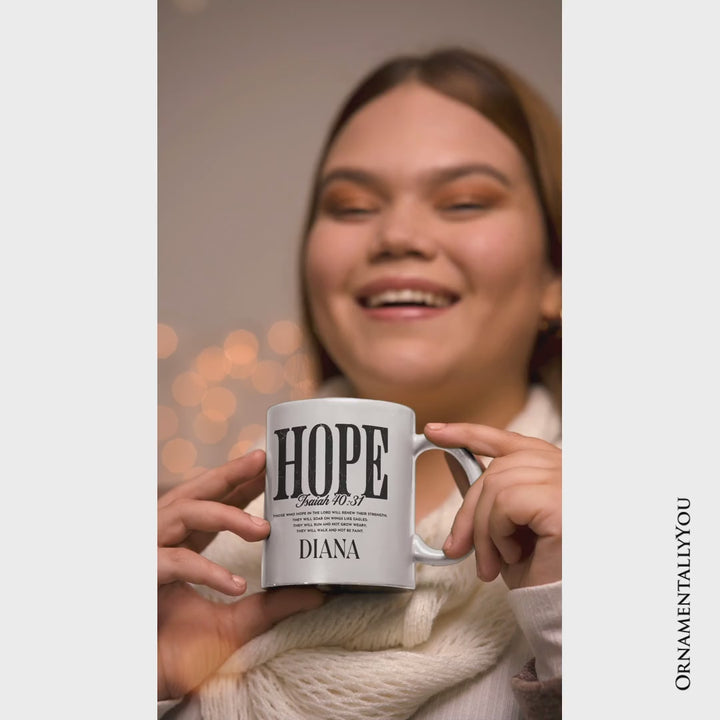 Hope Isaiah 40:31 Christian Personalized Mug, Faith Scripture Encouragement Gift with Custom Name