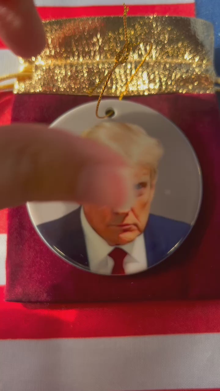 Donald Trump Mugshot  Mean Muggin Ornament, Funny Christmas Decoration