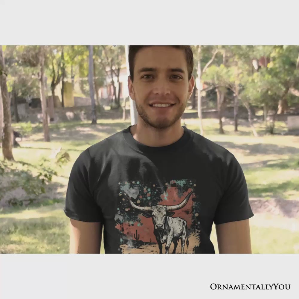 Western Longhorn Bull T-Shirt, Cowboy Rodeo Tee