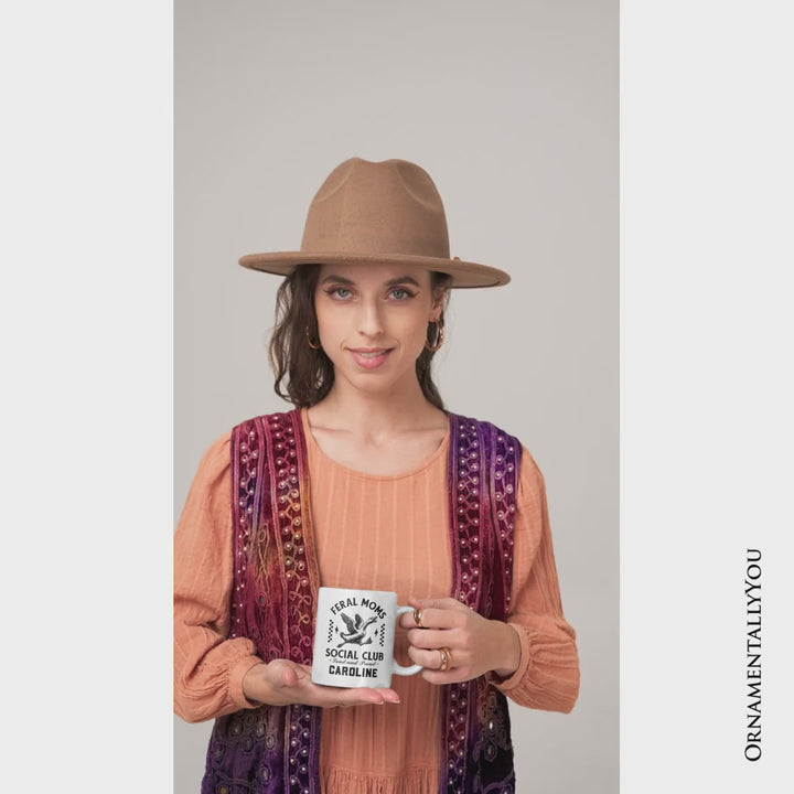Feral Moms Social Club Personalized Mug , Funny Goose Gift for Mothers with Custom Name