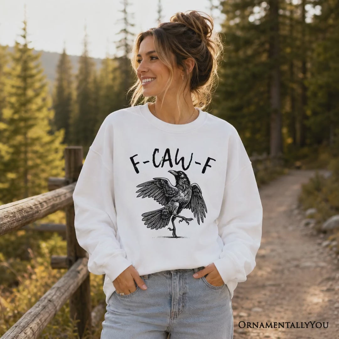 F-CAW-F Gothic Raven Sweatshirt, Snarky Halloween Sweater for Sassy Goths and Crow Lovers
