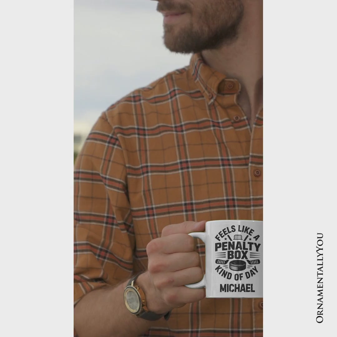 Hockey Penalty Box Personalized Mug, Funny Game Day Sports Gift with Custom Name