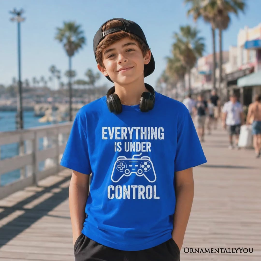 Kids Everything Is Under Control Gamer T-Shirt, Funny Youth Video Game Controller Tee