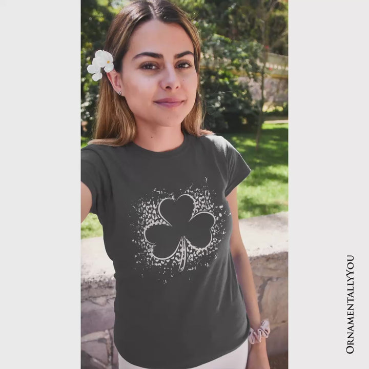 Splatter Shamrock Silhouette St Patrick’s Day T-Shirt, Retro Lucky Clover Tee