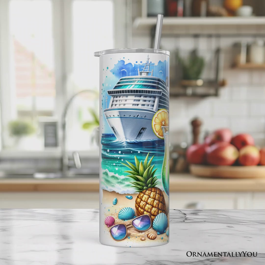 Cruise Trip 20oz Personalized Tumbler With Lid and Stainless Steel Straw, Family Vacation Travel Mug Gift