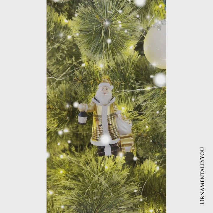 (Pre-Order) Majestic Gold Santa Blown Glass Christmas Ornament, Sleigh Accessory Tree Decor