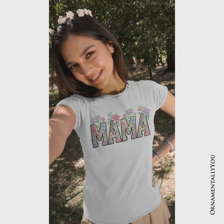 Wildflower Mama Floral Printed Faux Oil Paint T-Shirt, Mother's Day Tee