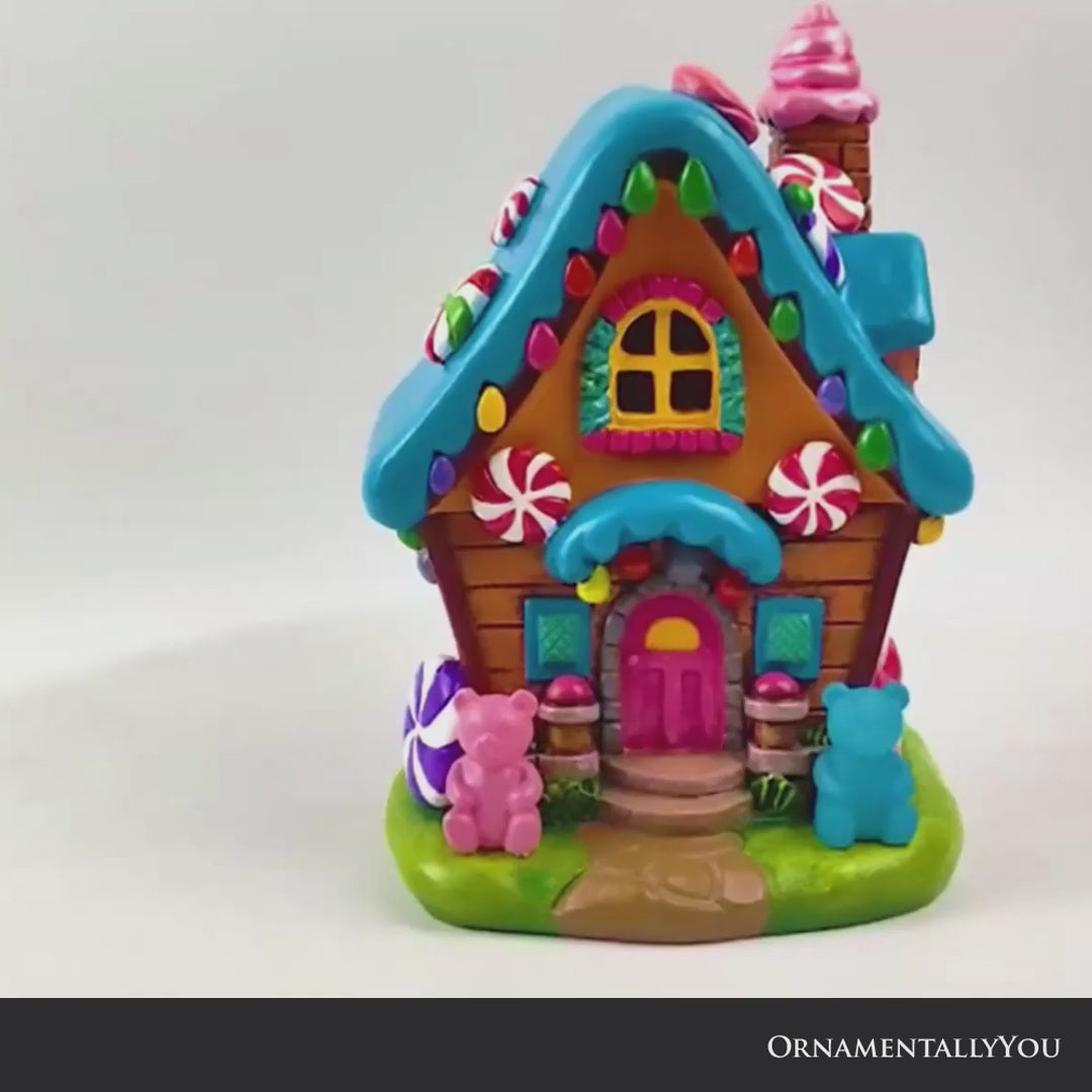 Sugary Haven Candy House Tabletop Figurine, 7" LED Christmas Gingerbread Style Home Decoration