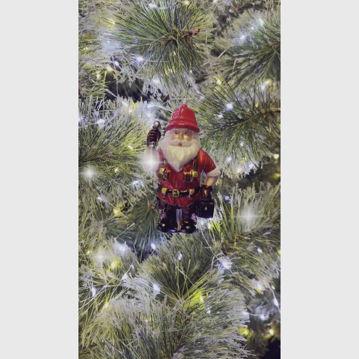 Handyman Santa Glass Ornament, Skilled Builder, Tradesman and Repairman Gift