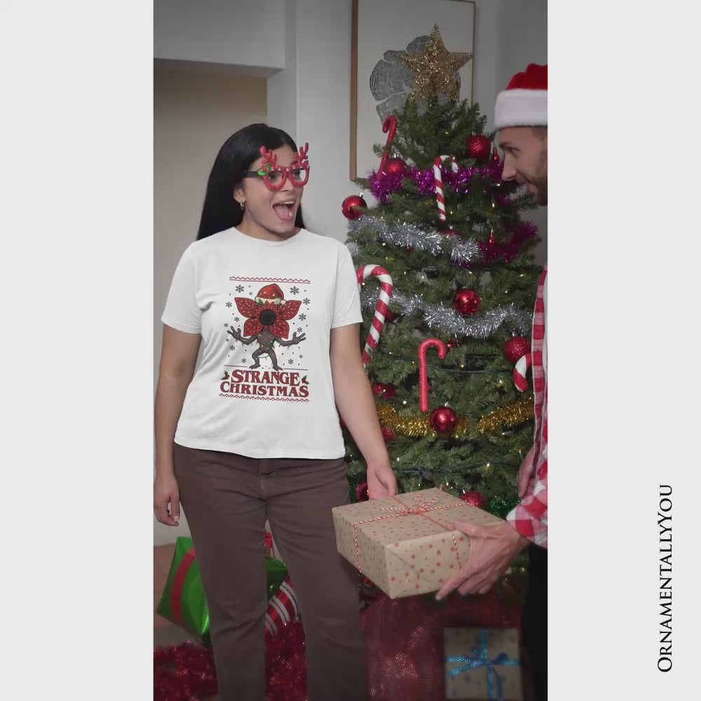 Strange Christmas Retro T-Shirt, Demon Plant Gift for Horror Lovers