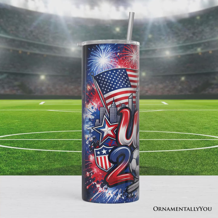 USA 2026 Soccer Cup Global Championship 20oz Tumbler With Lid and Stainless Steel Straw, Fans Football Gift Cup
