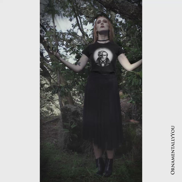 Phantom Opera Spooky Portrait T-Shirt, Horror Villain Theme Halloween Tee