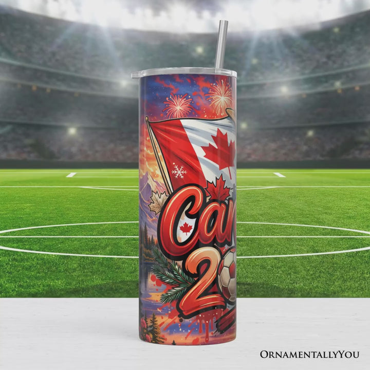 Canada 2026 Soccer Cup Global Championship 20oz Tumbler With Lid and Stainless Steel Straw, Fans Football Gift Cup