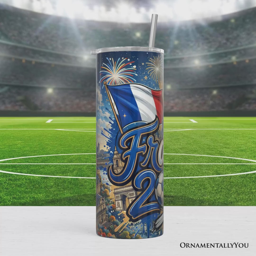 France 2026 Soccer Cup Global Championship 20oz Tumbler With Lid and Stainless Steel Straw, Fans Football Gift Cup