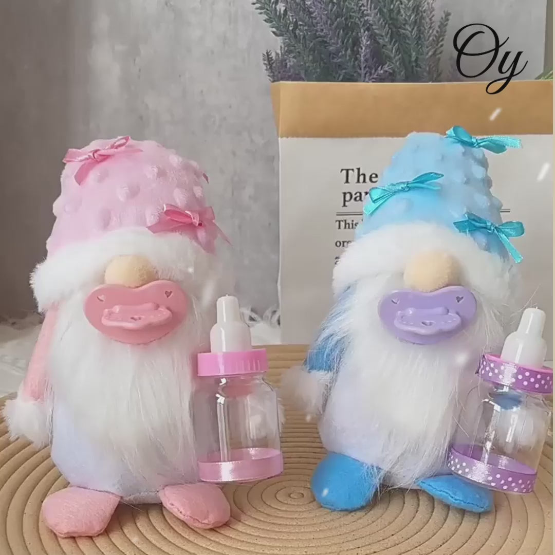 Cute Nursery Pair Baby Gnome Set of 2, Light Blue and Pink Toddler Boy and Girl