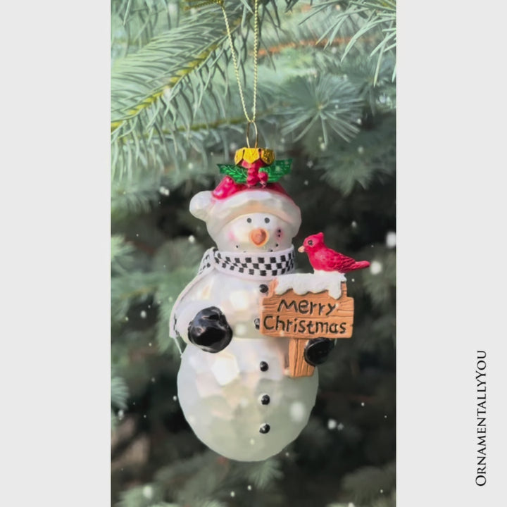 Frosty Neighborhood Snowman Glass Christmas Ornament, Delightful Holiday Decoration