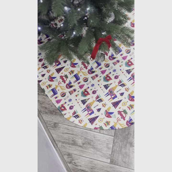 Scandinavian Folk Style Christmas Tree Skirt