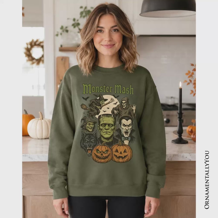 Monster Mash Classic Sweatshirt, Halloween Monsters Sweater for The Spooky Season