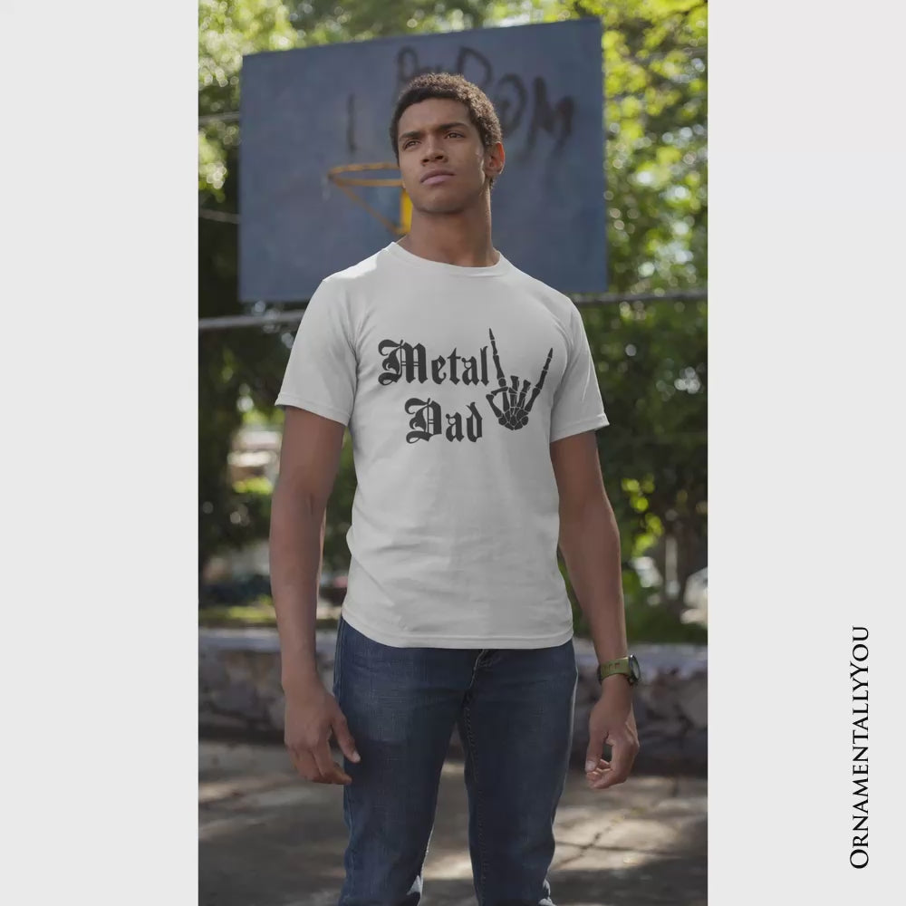 Metal Dad Skeleton T-Shirt, Rock Music Hand Sign Tee