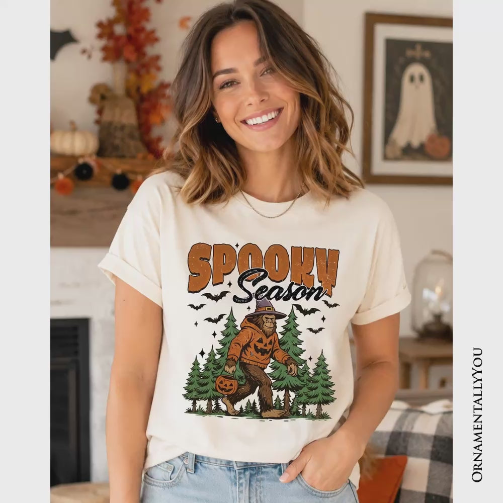 Spooky Season Bigfoot T-Shirt, Halloween Sasquatch Pumpkin Tee
