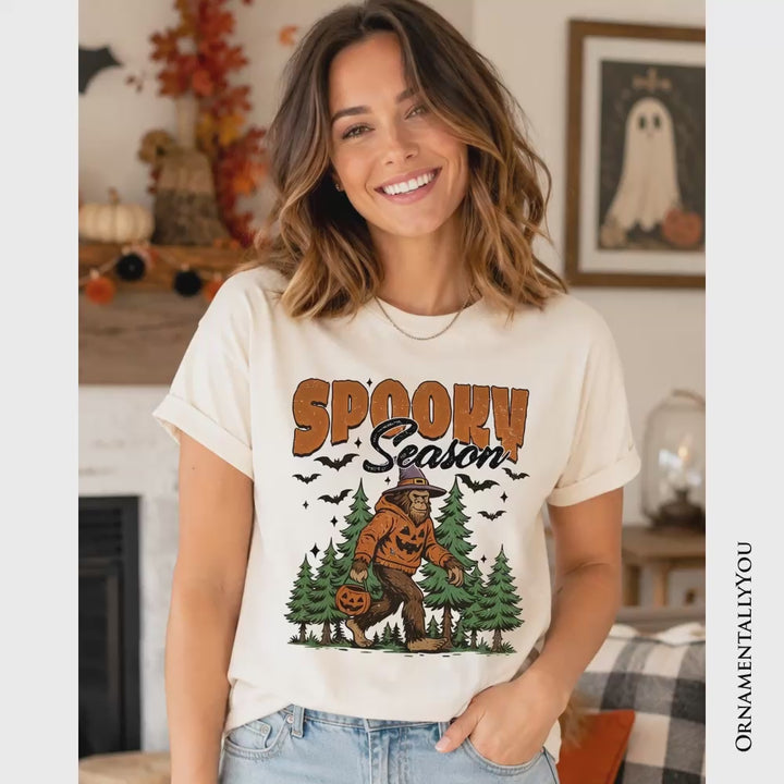 Spooky Season Bigfoot T-Shirt, Halloween Sasquatch Pumpkin Tee