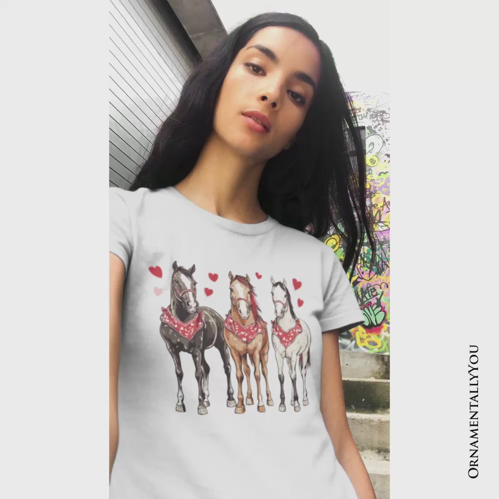 Valentine Horses Western T-Shirt, Cute Country Lover Tee