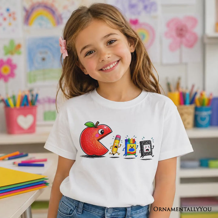 Kids Funny Apple 1st Day of School T-Shirt, Youth Tee for Student