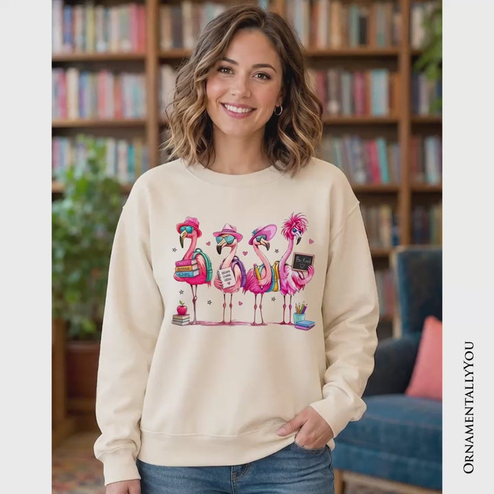 Flamingo Back to School Sweatshirt, Cute Sweater With Tropical Birds