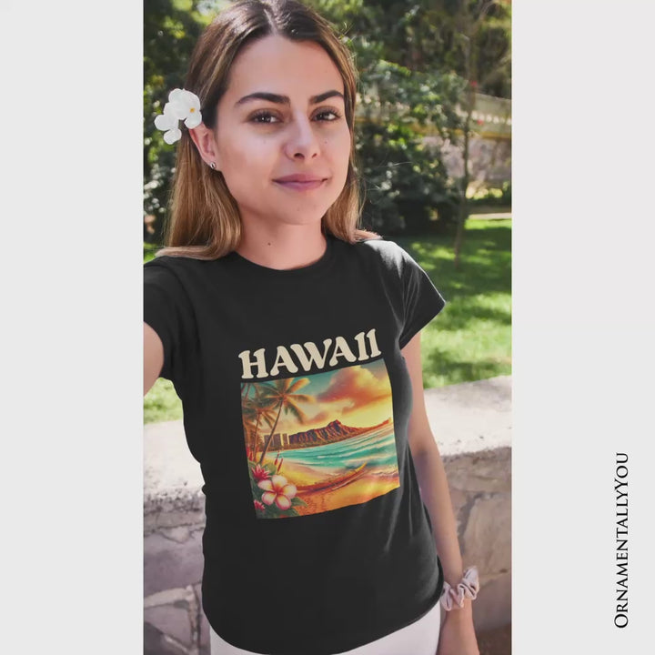 Tropical Hawaii Island State T-Shirt, Vibrant Diamond Head Seaside Tee and Honolulu Souvenir